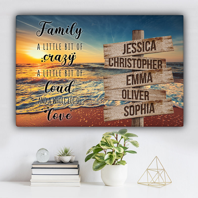 Beach V4 Color Family "Crazy, Loud, Love" Names Premium Canvas