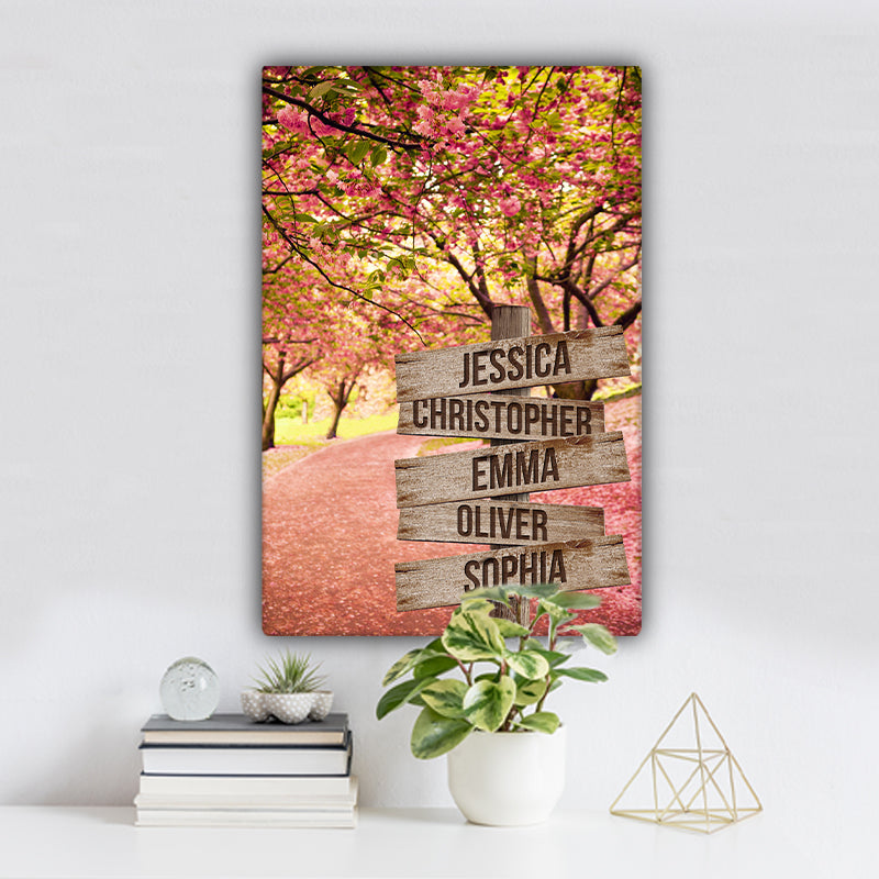 Cherry Blossom in New York Color Family Names Premium Canvas