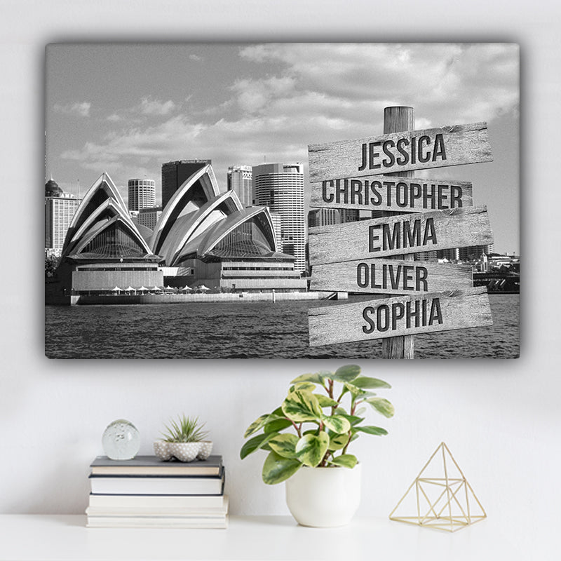 Sydney Skyline with the Opera Family Names Premium Canvas