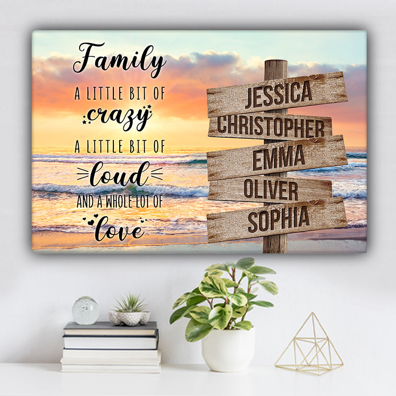 Beach V5 Color Family "Crazy, Loud, Love" Names Premium Canvas
