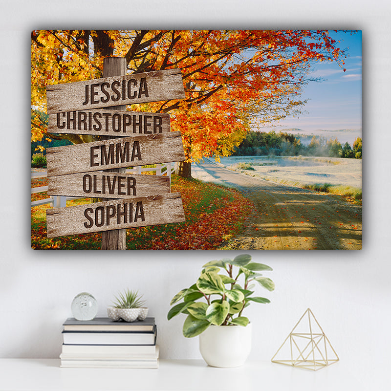 Autumn Foliage Road in Vermont Color Family Names Premium Canvas