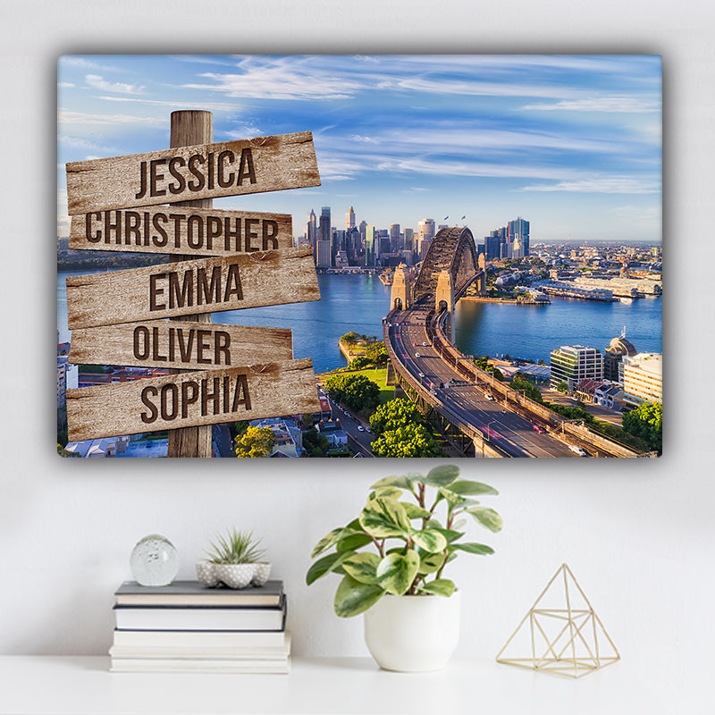 Sydney Kirribilli Highway Bridge Color Family Names Premium Canvas