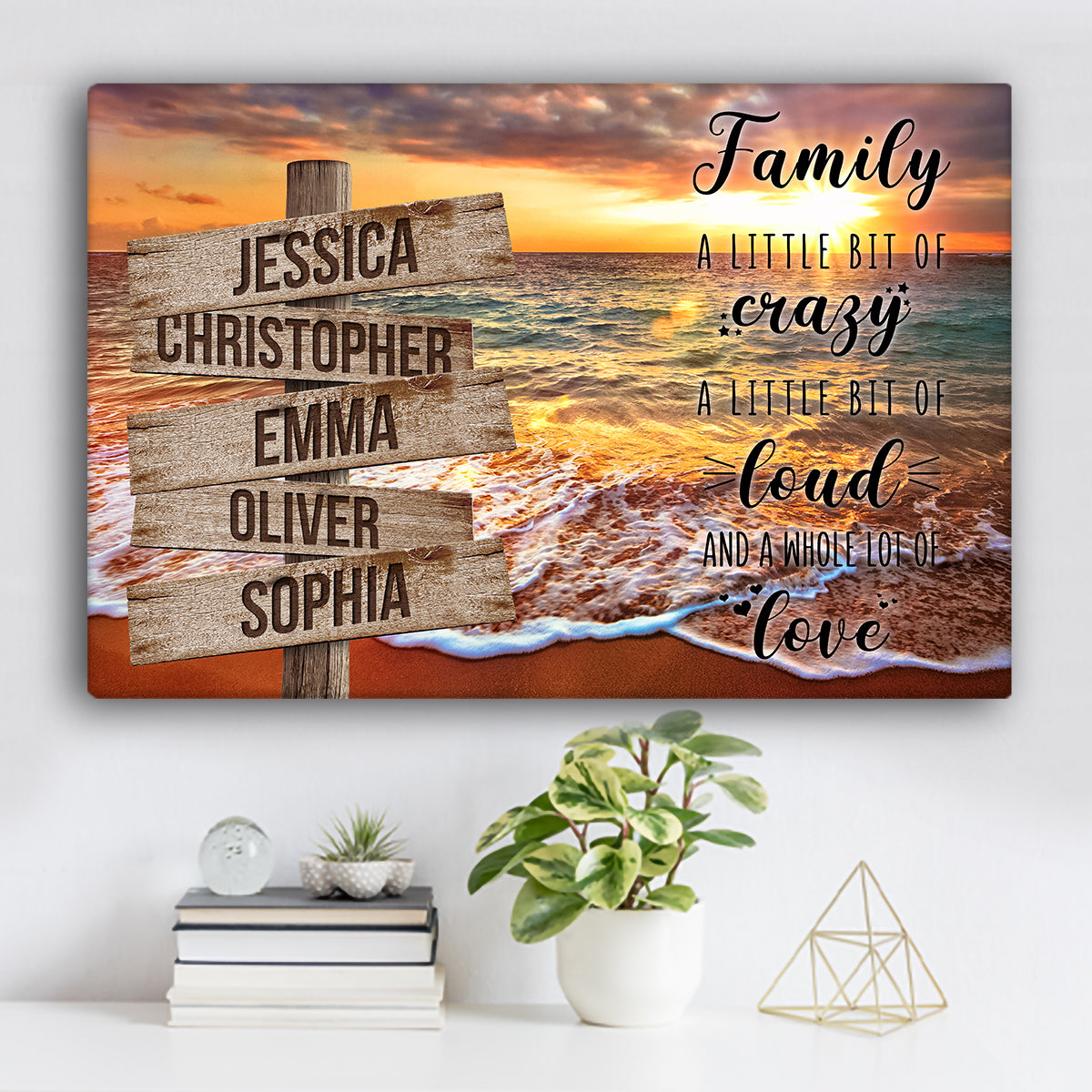 Ocean Sunrise Color Family "Crazy, Loud, Love" Names Premium Canvas