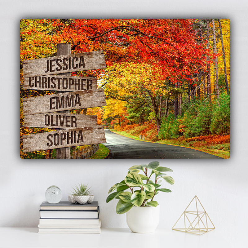 Scenic Autumn Road Color Family Names Premium Canvas