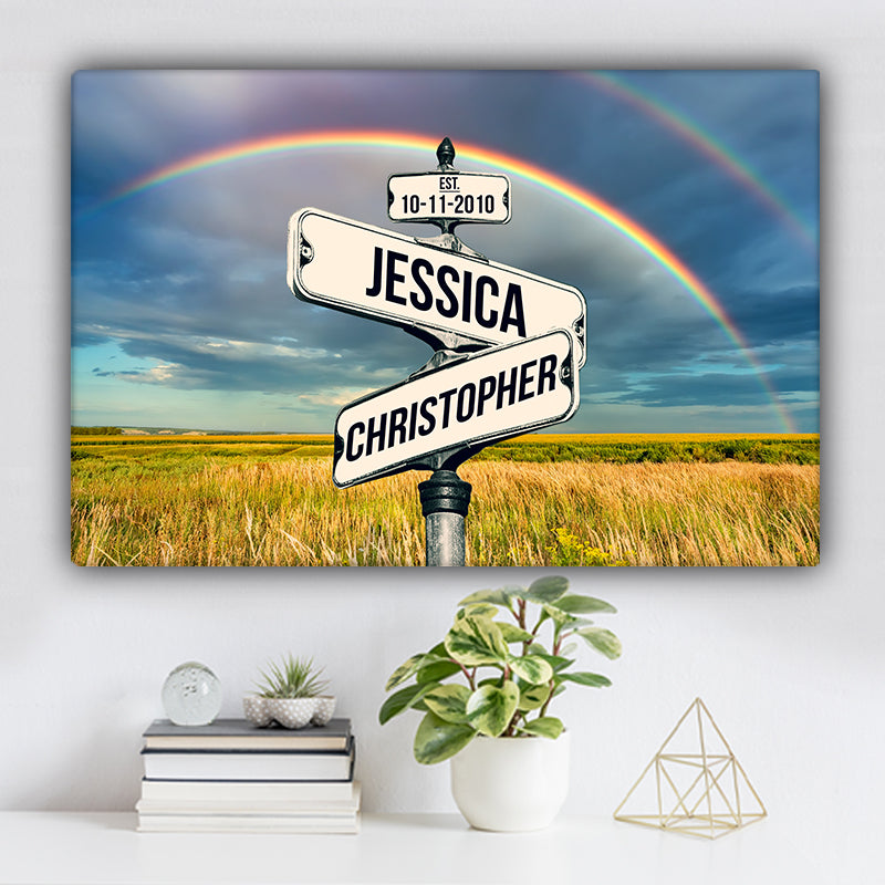 Countryside Rainbow V1 Color Established Date & Names Premium Canvas