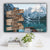 Mountain and Lake Dock V1 Color Family Names Premium Canvas