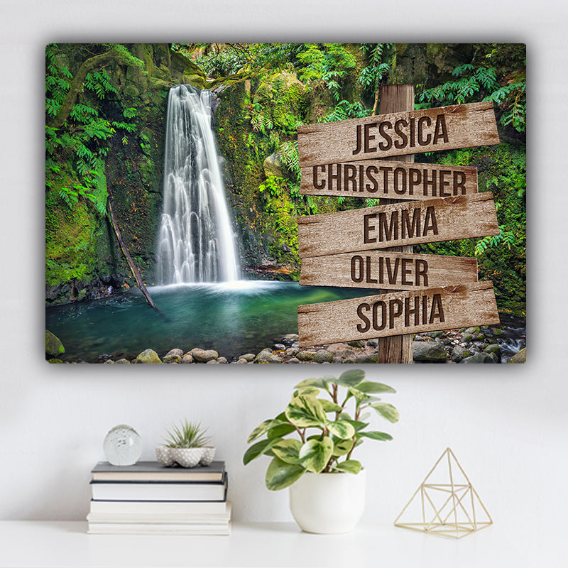 Waterfall in Rainforest V1 Color Family Names Premium Canvas